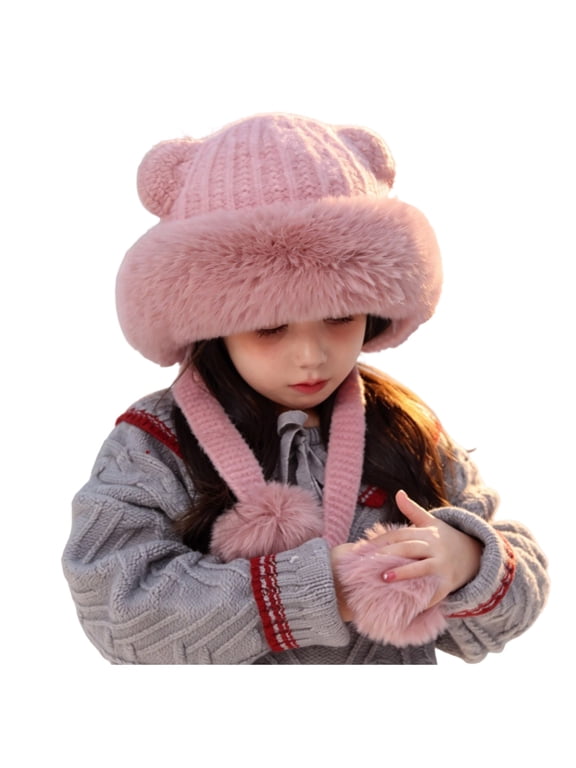 Unisex-Infant Knit Beanie Cuff Hat Baby Beanie Winter Knit Hat for Infant Toddler Boys Girls Children Soft Knitted Hat Skull Cap Pink,2-8 Years