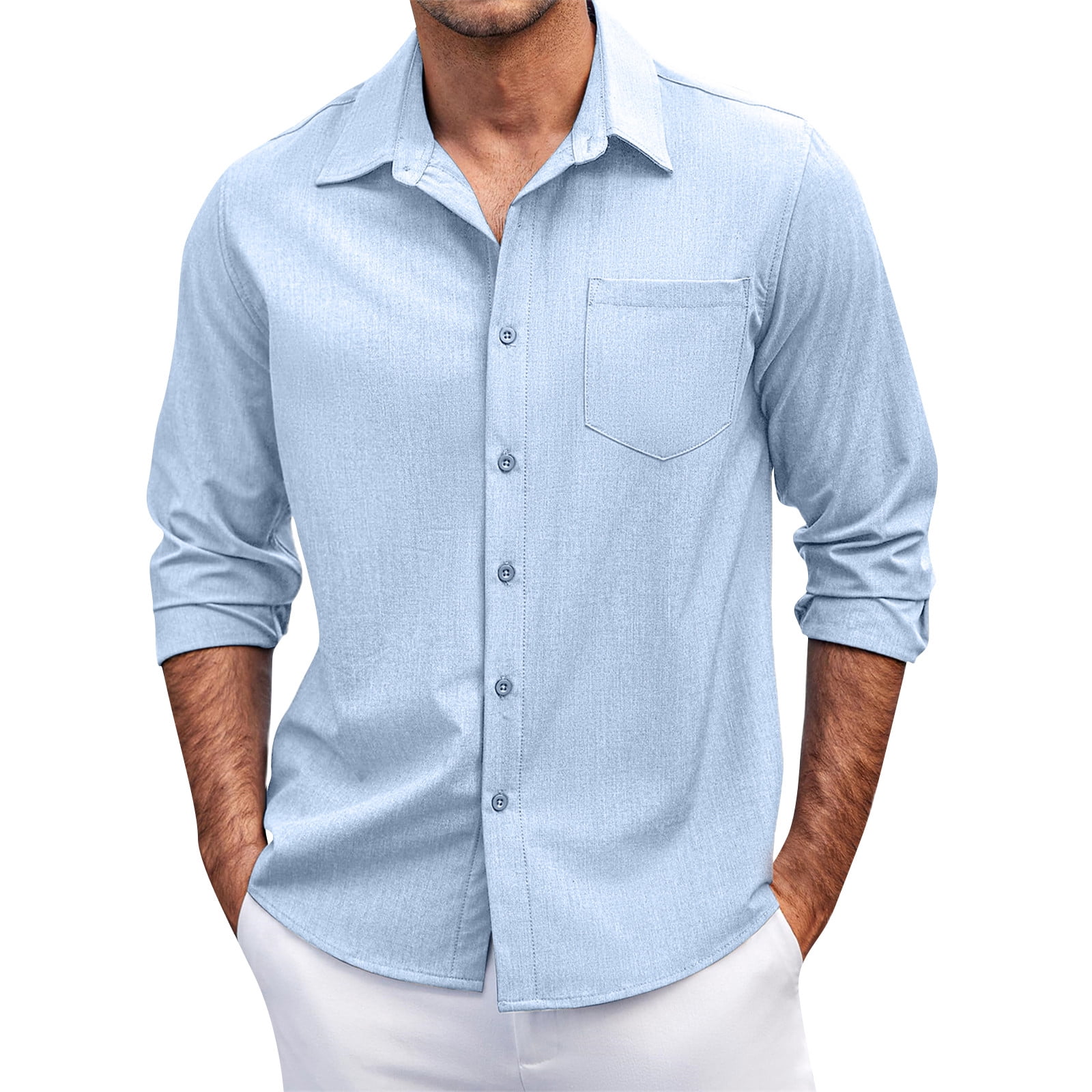 Wxiwmx Mens Long Sleeve Button Down Shirts Casual Untucked Shirts