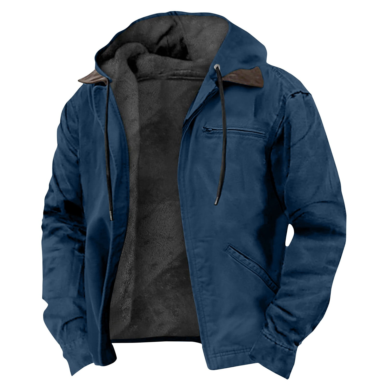 Wxiwmx Winter Jacket for Men Fashion Mens Sherpa Lined Hooded Denim