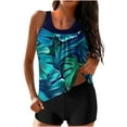 thumbnail image 1 of Wxjgog Tankini Swimsuits for Women 2025 Plus Size Bathing Suit Two Piece Swim Suit Printed Blouson Tank Top with Boyshorts, 1 of 5