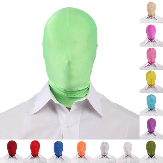 Wxolcjlv Adult Green Full Face Stretch Hood Breathable Elastic Head Cover Skin‑Fitting Headwear Mask