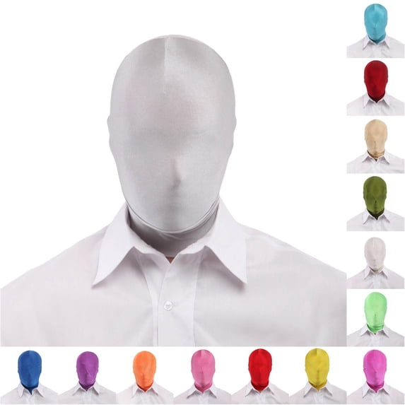 Wxolcjlv Adult Green Full Face Stretch Hood Breathable Elastic Head Cover Skin‑Fitting Headwear Mask