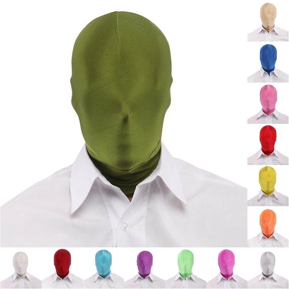 Wxolcjlv Adult Green Full Face Stretch Hood Breathable Elastic Head Cover Skin‑Fitting Headwear Mask