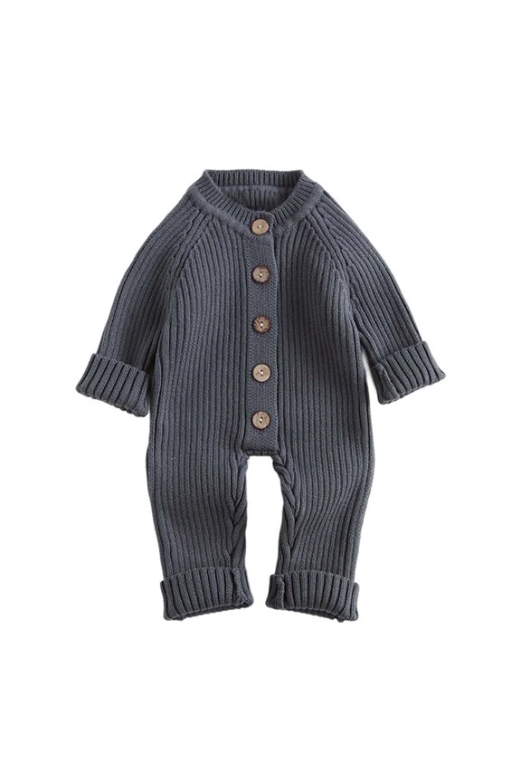 v Baby Boys Bodysuits Fall Winter Knitted Sweater Romper Solid Color Warm Soft Cozy Infant Crawling One-Piece Jumpsuit，6-12 Months