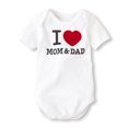 thumbnail image 1 of Wxolcjlv Baby Boys Bodysuits Short Sleeve Crew Neck "I Love Mom & Dad" Print Triangle Romper Soft Airy Daily Wear Jumpsuitï¼3-6 Months, 1 of 2