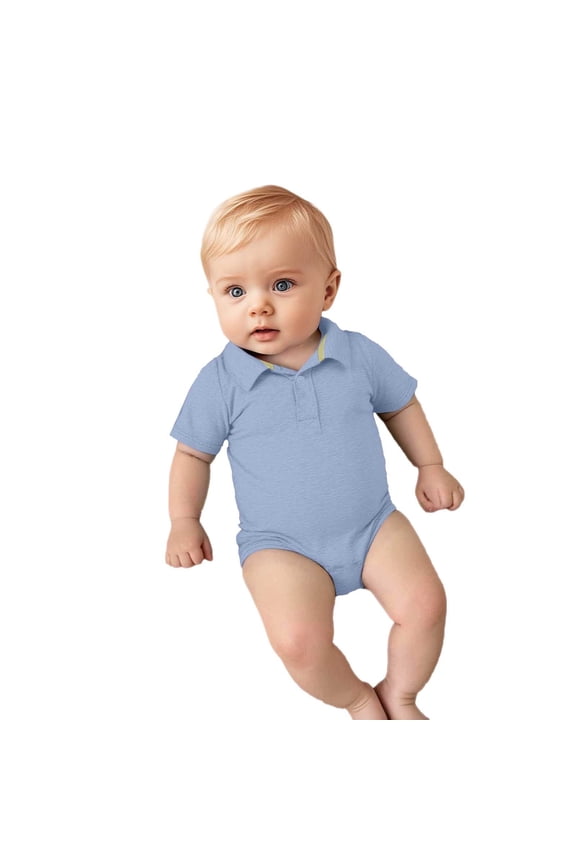 v Baby Boys Bodysuits Short Sleeve Solid Color Collared Polo Triangle Romper Baby Girls Comfortable Minimalist Gentleman Style Casual Jumpsuit,Newborn-3 Months