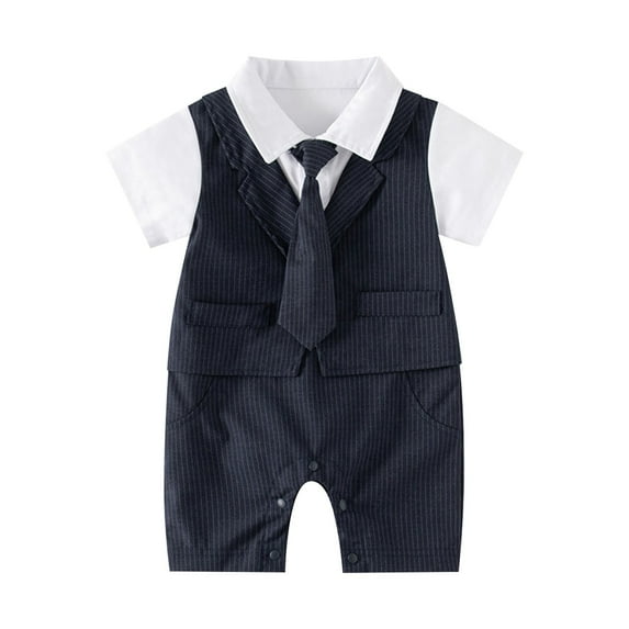 Wxolcjlv Baby Boys Bodysuits Short Sleeve White Shirt Vest Bowtie Tuxedo Onesie Jumpsuit Overall Romper Baby Boys Birthday Party Banquet Wedding Gentleman Bodysuits,3 -6 Months
