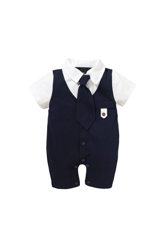 Baby Boys Bodysuits Short Sleeve White Shirt Vest Bowtie Tuxedo Onesie Jumpsuit Overall Romper Baby Boys Birthday Party Banquet Wedding Gentleman Bodysuits,6 -9 Months