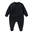thumbnail image 1 of Wxolcjlv Baby Boys Girls Cotton Jumpsuit Long Sleeve Solid Color Front Open Footed Romper Cozy Warm Snap Closure Crawling Pjs Bodysuitsï¼9-12 Months, 1 of 3