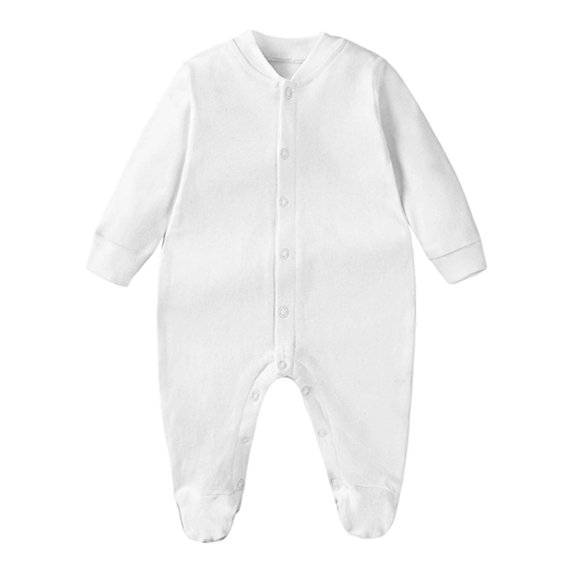Wxolcjlv Baby Boys Girls Cotton Jumpsuit Long Sleeve Solid Color Front Open Footed Romper Cozy Warm Snap Closure Crawling Pjs Bodysuitsï¼-3 Months
