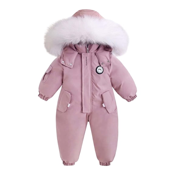 Wxolcjlv Baby Boys Girls Winter Snowsuit Bodysuits Thermal Warm Outdoor Ski Romper Unisex Zip Up Hooded One-Piece Jumpsuit,3-4 Years