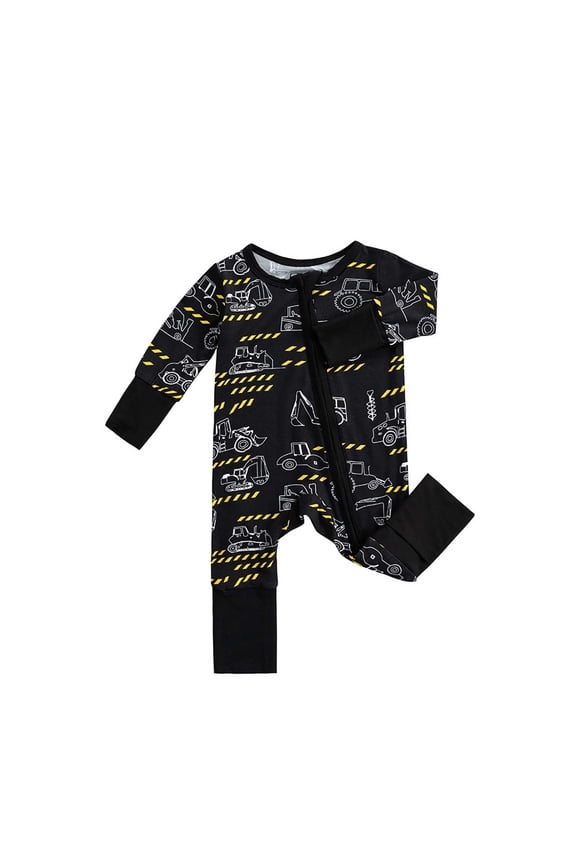 v Baby Boys Jumpsuit Bamboo Fiber Zipper Cute Cartoon Print Romper Soft Breathable One-Piece Homewear Bodysuit,18-24 Months