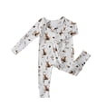 thumbnail image 1 of Wxolcjlv Baby Boys Jumpsuit Bamboo Fiber Zipper Cute Cartoon Print Romper Soft Breathable One-Piece Homewear Bodysuitï¼18-24 Months, 1 of 4