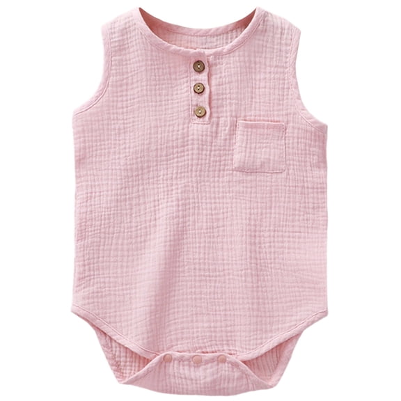 Wxolcjlv Baby Boys Jumpsuit Cotton Gauze Sleeveless Crewneck Triangle Romper Soft Airy Casual One-Piece Bodysuits,3-6 Months