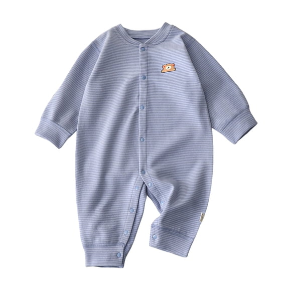 Wxolcjlv Baby Boys Velvet Bodysuits Fall Winter Striped Seamless Warm Indoor One Piece Romper Cartoon Printed Long Sleeve Cozy Casaul Homewear Jumpsuitï¼12-18 Months