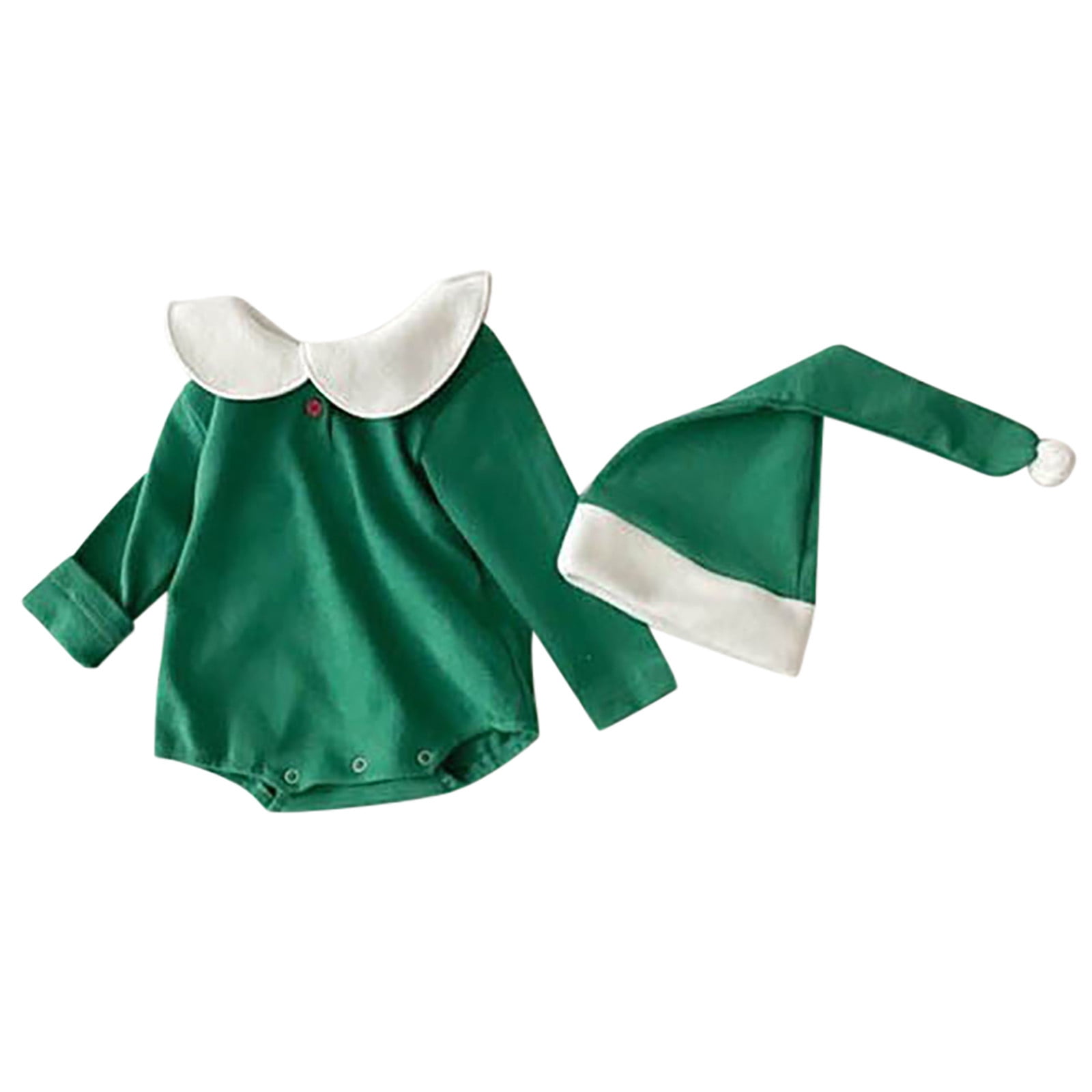 Wxolcjlv Baby Girls Christmas Outfit Long Sleeve Doll Collar Oversized ...
