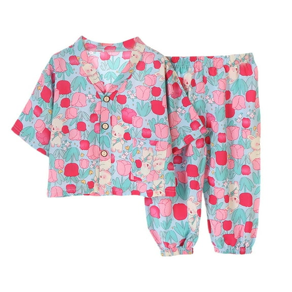 Wxolcjlv Baby Girls Outfits Button Down Lapel Collar Shirt Tops Shorts 2Pc Set Summer Lounging Minimalist Daily Wear Sets,7 -8 Years