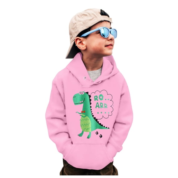 Wxolcjlv Big Boys Pullover Hoodie Cartoon Dinosaur Print with Letter Print Casual Soft Hooded Sweatshirt with Pocket, Sizes 3-10
