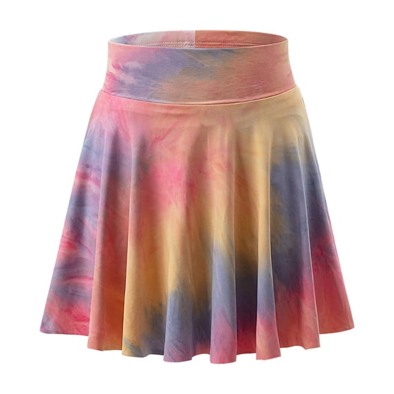 Wxolcjlv Big Girls Skater Skirts Tie Dye High Elastic Waist Athletic Tennis Pocket Skort