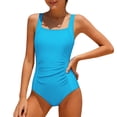 thumbnail image 1 of Wxolcjlv Big Girls Solid One-Piece Swimsuit Abdominal Pleats Bathing Suit with Soft Cup, 1 of 5