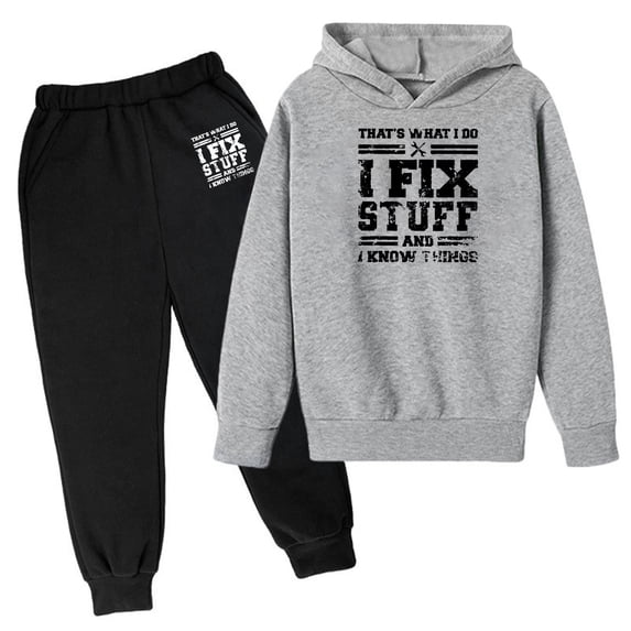 Wxolcjlv Boys Athletic Outfits Loose Fit Hoodie Pullover Sweatpants Set, Sizes 3-13