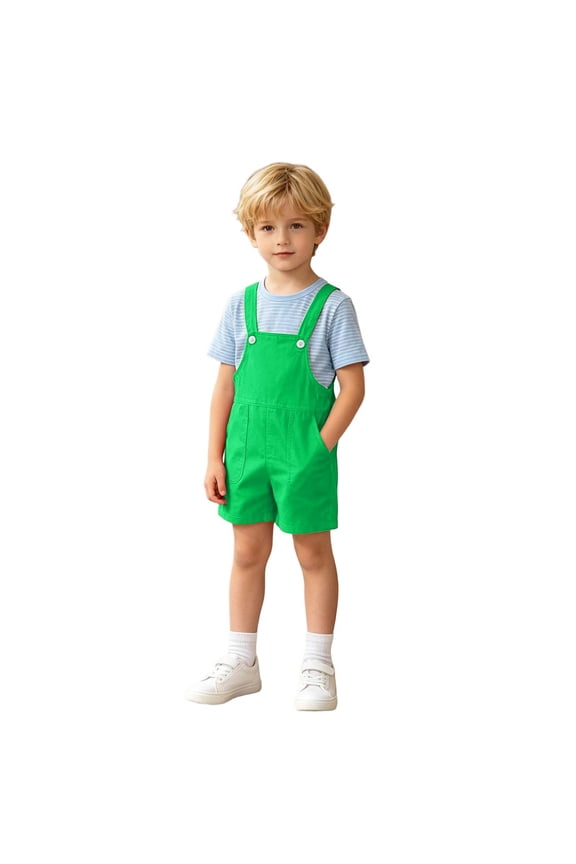 Boys Dance Performance Overalls Shorts Kids School Wear Jumpsuit, Sizes 4-16Y