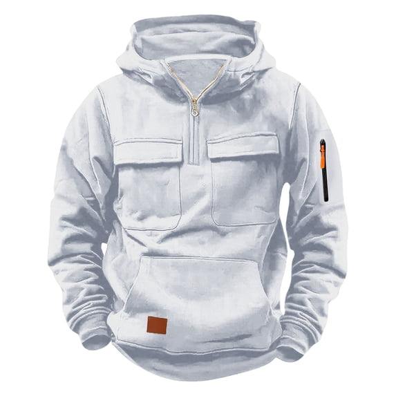 Wxolcjlv Boys Hooded Sweatshirt Long Sleeve Pullover Top with Multiple Pockets, Sizes 5-16