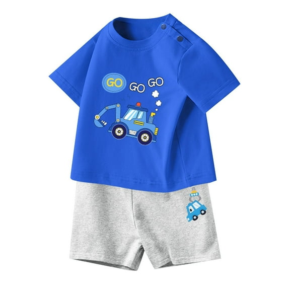 Wxolcjlv Boys Outfits Set Casual Short Sleeve Top And Shorts Two Piece Playwear Comfortable Summer Clothes For Toddler Kids,2 -3 Years