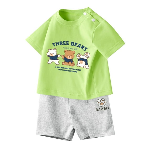 Wxolcjlv Boys Outfits Set Casual Short Sleeve Top And Shorts Two Piece Playwear Comfortable Summer Clothes For Toddler Kids,2 -3 Years