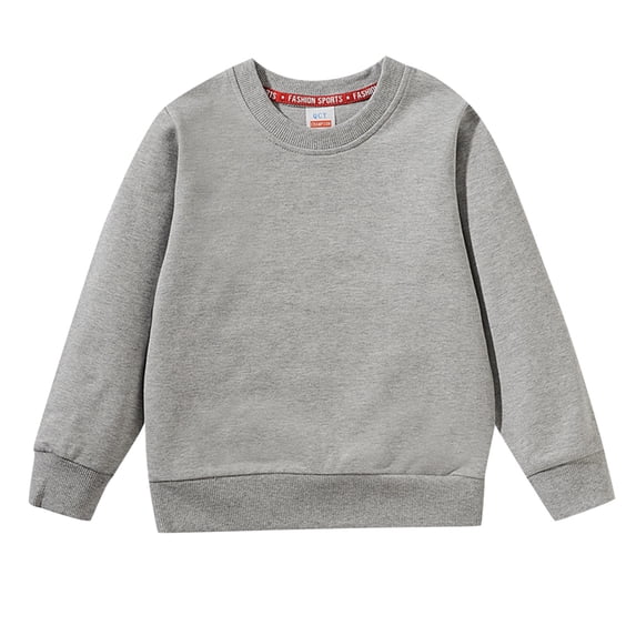 Wxolcjlv Boys School Sweatshirt Solid Long Sleeve Round Neck Pullover Tops, Sizes 3-11