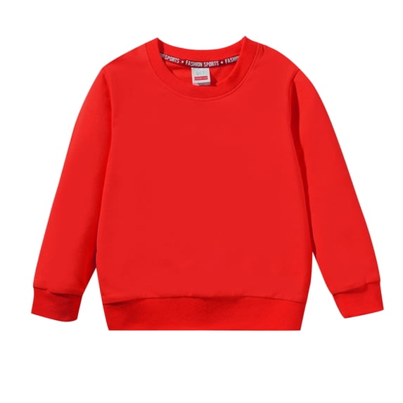 Wxolcjlv Boys School Sweatshirt Solid Long Sleeve Round Neck Pullover Tops, Sizes 3-11
