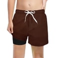 thumbnail image 1 of Wxolcjlv Boys Solid Swim Trunks Breathable Mesh Shorts with Compression Liner, Sizes 2-14Y, 1 of 4