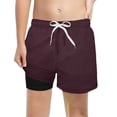 thumbnail image 1 of Wxolcjlv Boys Solid Swim Trunks Breathable Mesh Shorts with Compression Liner, Sizes 2-14Y, 1 of 4