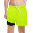 thumbnail image 1 of Wxolcjlv Boys Solid Swim Trunks Breathable Mesh Shorts with Compression Liner, Sizes 2-14Y, 1 of 4
