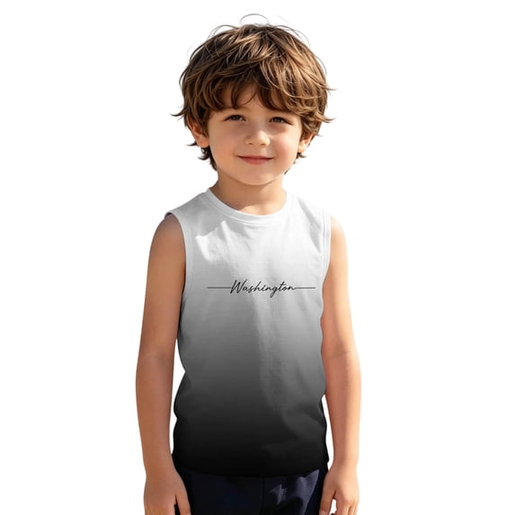 Wxolcjlv Boys Summer Baech Gradient Tank Top Casual Comfortable Swim T Shirt, Sizes 3-14