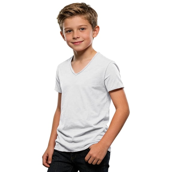 Wxolcjlv Boys Summer V Neck T Shirt Casual Solid Quick Dry Short Sleeve Tee, Sizes 2-16