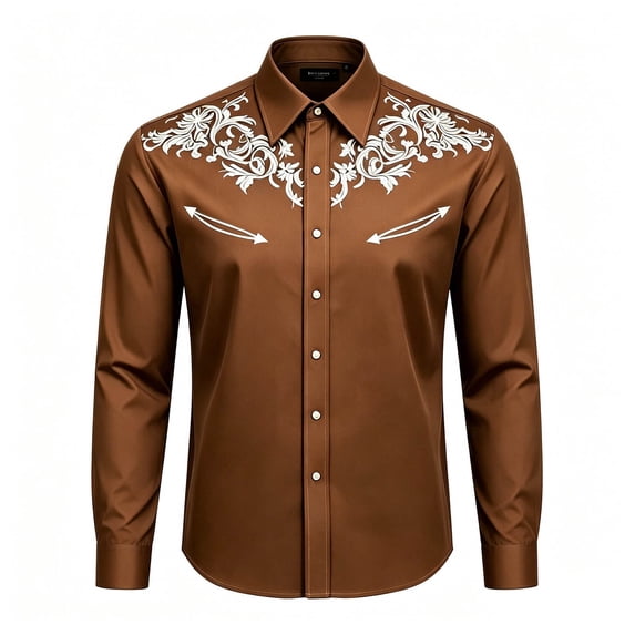 Wxolcjlv Boys Western Cowboy Shirt Casual Graphic Buttons Down Long Sleeve Shirt, Szies 4-13