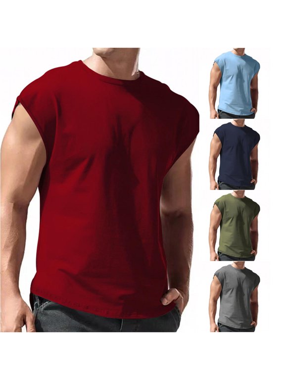 Cap Sleeveless Cut Mens Muscle Tops Regular Gym Workout Shirts