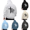 thumbnail image 1 of Wxolcjlv Cross Verse Letter Graphic Hoodies for Men Drawstring Hood Front Pocket Knit Tops, 1 of 6