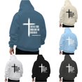 thumbnail image 1 of Wxolcjlv Cross Verse Letter Graphic Hoodies for Men Drawstring Hood Front Pocket Knit Tops, 1 of 6
