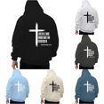 thumbnail image 1 of Wxolcjlv Cross Verse Letter Graphic Hoodies for Men Drawstring Hood Front Pocket Knit Tops, 1 of 6