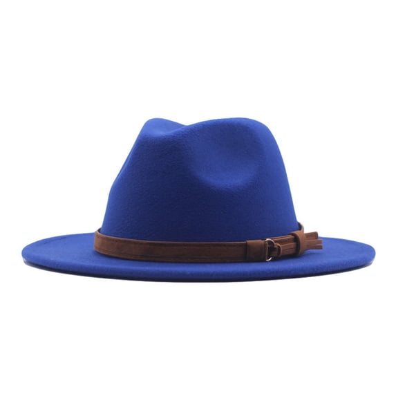 Wxolcjlv Felt Fedora Hat with Leather Band Wide Brim Vintage for Men ...