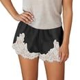 thumbnail image 1 of Wxolcjlv Floral Lace Hem Satin Shorts For Women Elastic Waist Cozy Sleep Short Pants, 1 of 4