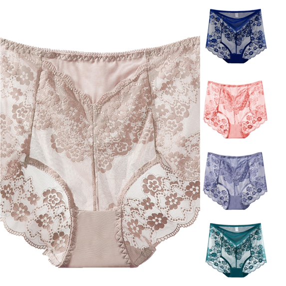 Wxolcjlv Floral Lace High Waist Panty Womens Sheer Breathable Undergarments