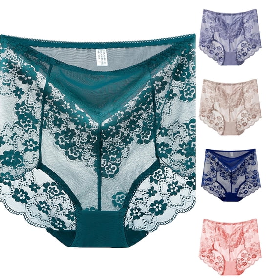 Wxolcjlv Floral Lace High Waist Panty Womens Sheer Breathable Undergarments
