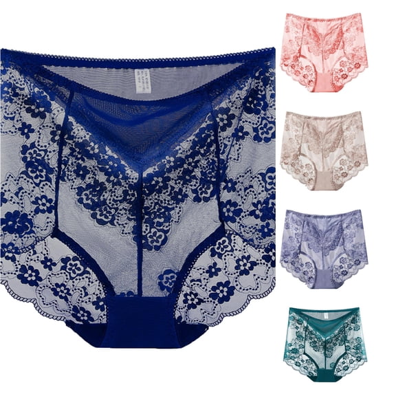Wxolcjlv Floral Lace High Waist Panty Womens Sheer Breathable Undergarments