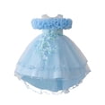 thumbnail image 1 of Wxolcjlv Girls Birthday Party Gown Dress Flower Bow Ruffle Off Shoulder Tutu Dresses, Sizes 3-10, 1 of 3