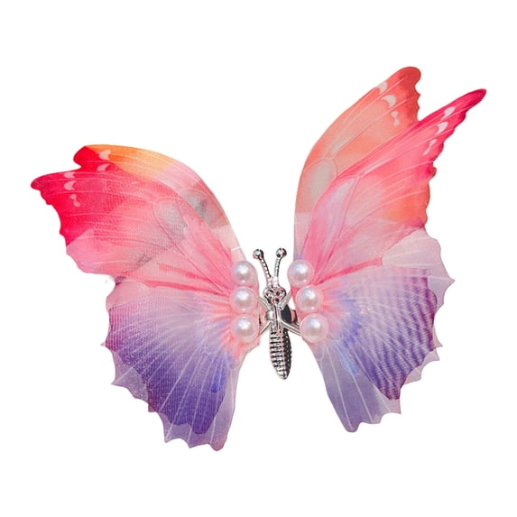 Wxolcjlv Girls Butterfly Hair Medal Clamp Casual Party Rhinestone Pearl Princess Fascinator