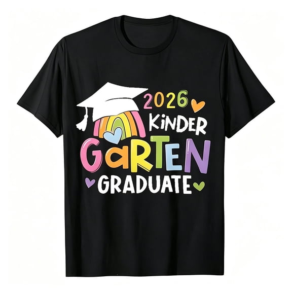 Wxolcjlv Girls Casual Graduation T-Shirt Party Letter Print Round Neck Short Sleeve Tee, Szies 2-13