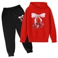 thumbnail image 1 of Wxolcjlv Girls Casual Outfits Cherry Print Long Sleeve Hoodie Soft Pants Set, Sizes 3-14, 1 of 2
